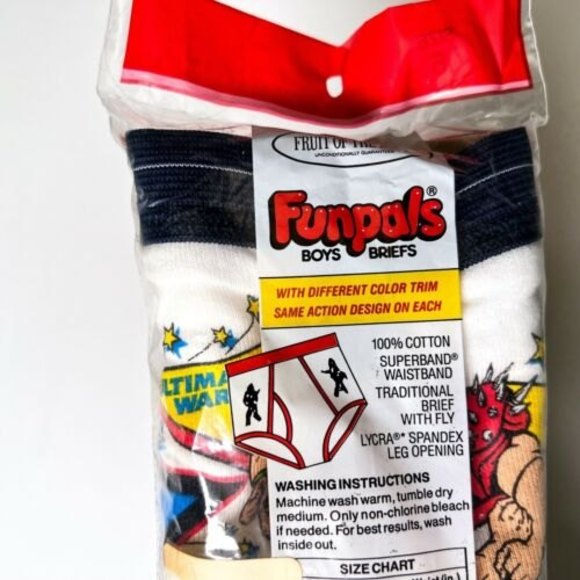 Hulk Hogan WWF Wrestling 1991 Vintage 3 Pack Boys Briefs Size 6 Funpals Navy - Picture 5 of 7